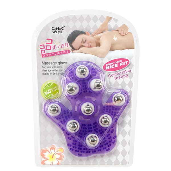 Roller Ball Massage Glove (Purple) Box